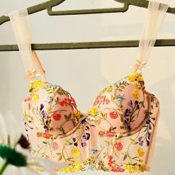 Levency New In Floral Embroidery Corset Top