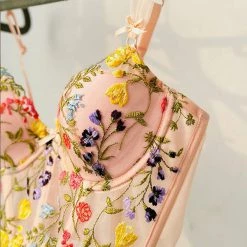 Levency New In Floral Embroidery Corset Top