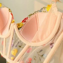 Levency New In Floral Embroidery Corset Top