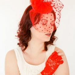 Levency New In Dot Veil Feather Fascinator