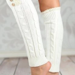 Levency Lace Rim Braided Leg Warmers Lace Rim