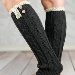 Levency Lace Rim Braided Leg Warmers Lace Rim