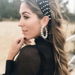 Levency Velvet Knot Pearl Headband New In