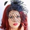 Levency New In Dot Veil Feather Fascinator