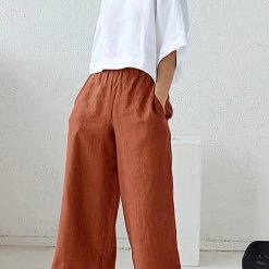 Levency Pockets Linen Loose Pants
