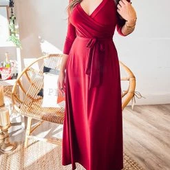 Levency New In Solid Wrap Maxi Dress