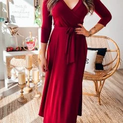 Levency New In Solid Wrap Maxi Dress
