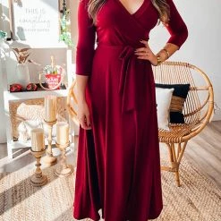 Levency New In Solid Wrap Maxi Dress
