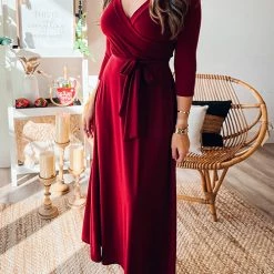 Levency New In Solid Wrap Maxi Dress