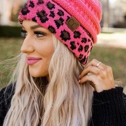 Levency New In Animal Print Messy Bun Beanie
