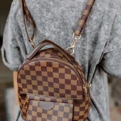 Levency Luxe Checkered Mini Backpack 17 Levency Luxe Checkered Mini Backpack