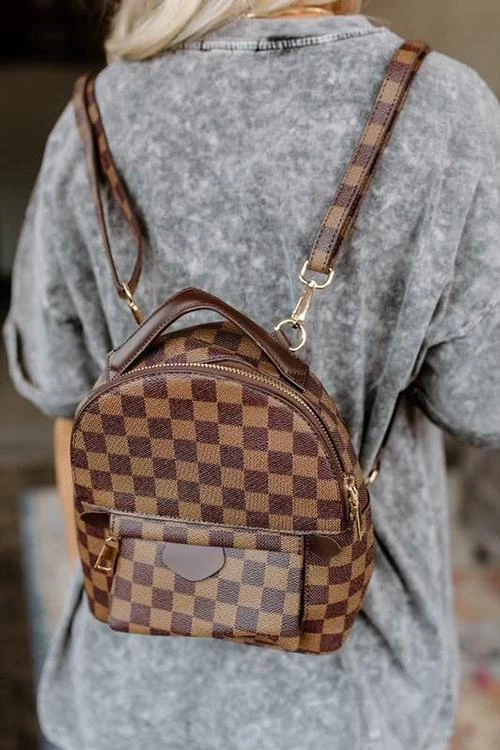 Levency Luxe Checkered Mini Backpack 6 Levency Luxe Checkered Mini Backpack