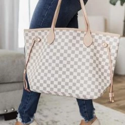 Levency Check Tote Handbag With Clutch Wallet New In