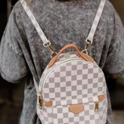 Levency Luxe Checkered Mini Backpack 18 Levency Luxe Checkered Mini Backpack