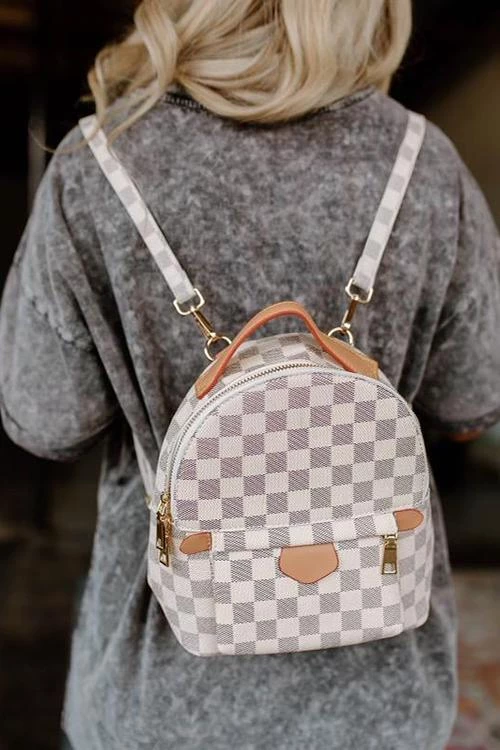 Levency Luxe Checkered Mini Backpack 7 Levency Luxe Checkered Mini Backpack