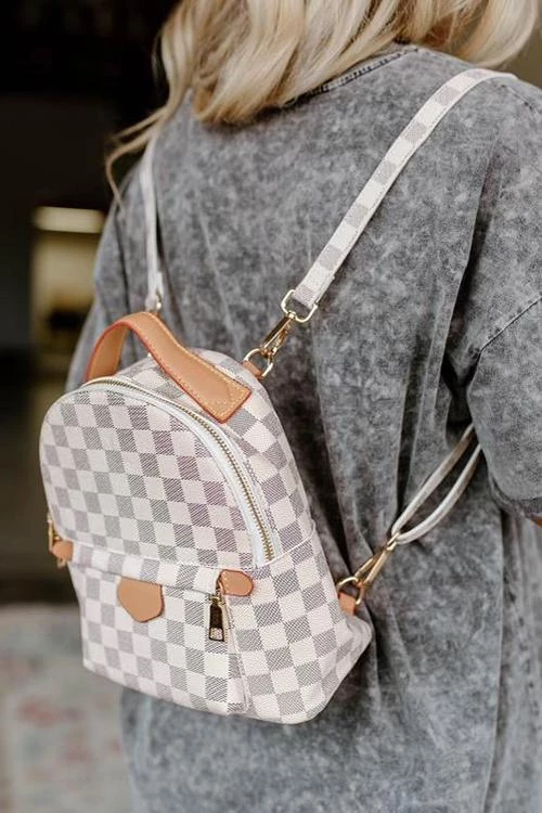 Levency Luxe Checkered Mini Backpack 2 Levency Luxe Checkered Mini Backpack