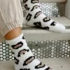 Levency New In Leopard Pattern Coral Fleece Socks