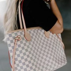 Levency Check Tote Handbag With Clutch Wallet New In