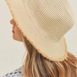 Levency New In Straw Frayed Hat