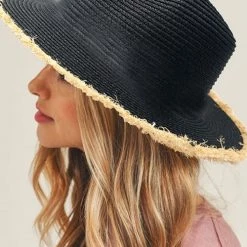 Levency New In Straw Frayed Hat