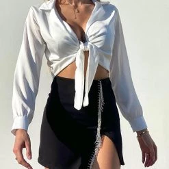 Levency Rhinstone Tassels Slit Skirts