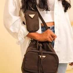 Levency New In Nylon Adjustable Strap Bucket Bag