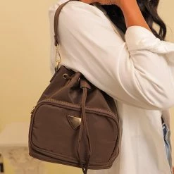 Levency New In Nylon Adjustable Strap Bucket Bag