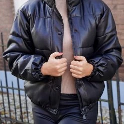 Levency New In Faux Leather Puffer Jacket