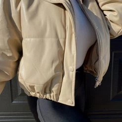 Levency New In Faux Leather Puffer Jacket