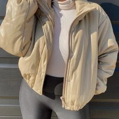 Levency New In Faux Leather Puffer Jacket