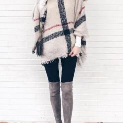 Levency New In Stripe Tassel Loose High Collar Sweaters