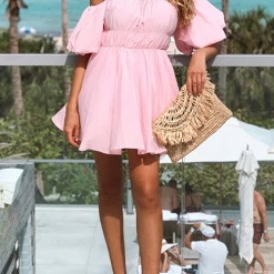 Levency New In Off Shoulder Puff Sleeve Mini Dress