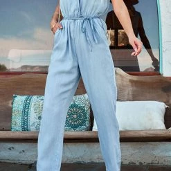 Levency New In Think It Through Chambray Jumpsuit