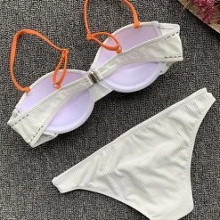 Levency New In Solid Low Waist Bikini Set