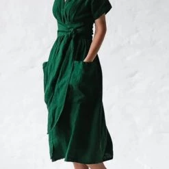 Levency New In Pockets V Neck Kimono Dress