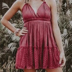 Levency Ruffles Backless Slip Mini Dress New In