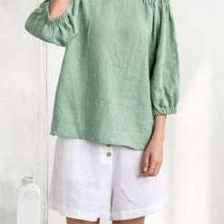 Levency New In Button Linen Paperbag Short