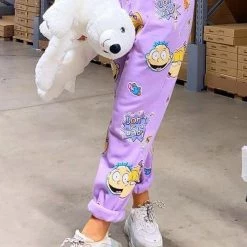 Levency Cartoon Print Drawstring Sweaterpants