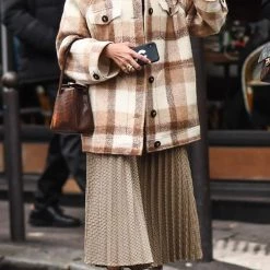 Levency Plaid Button Pockets Coat