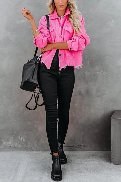 Levency Frayed Hem Cropped Corduroy Jacket New In 6 Levency Frayed Hem Cropped Corduroy Jacket New In