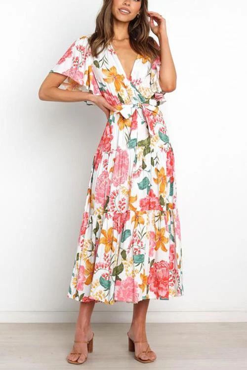 Levency New In Print Ruffles Wrap Maxi Dress 8 Levency New In Print Ruffles Wrap Maxi Dress