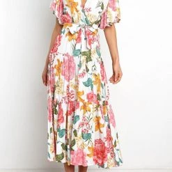 Levency New In Print Ruffles Wrap Maxi Dress