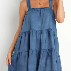 Levency Denim Babydoll Tank Mini Dress