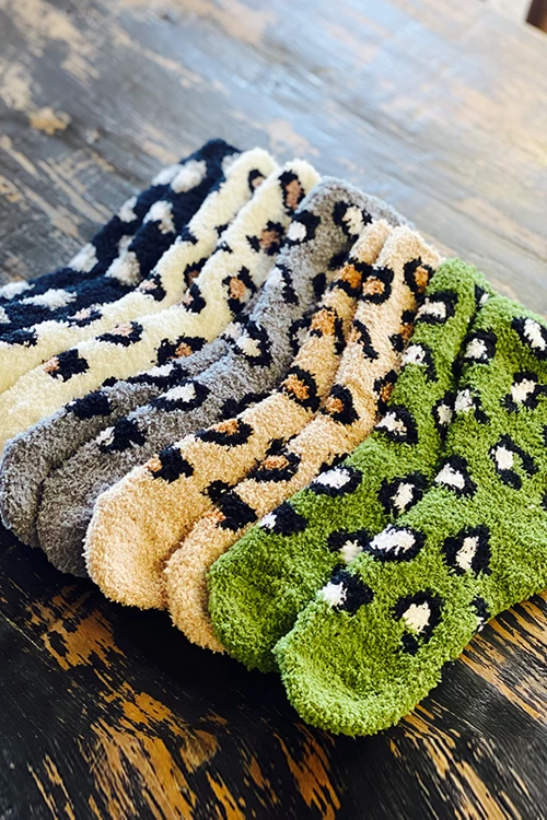 Levency New In Leopard Pattern Coral Fleece Socks 10 Levency New In Leopard Pattern Coral Fleece Socks