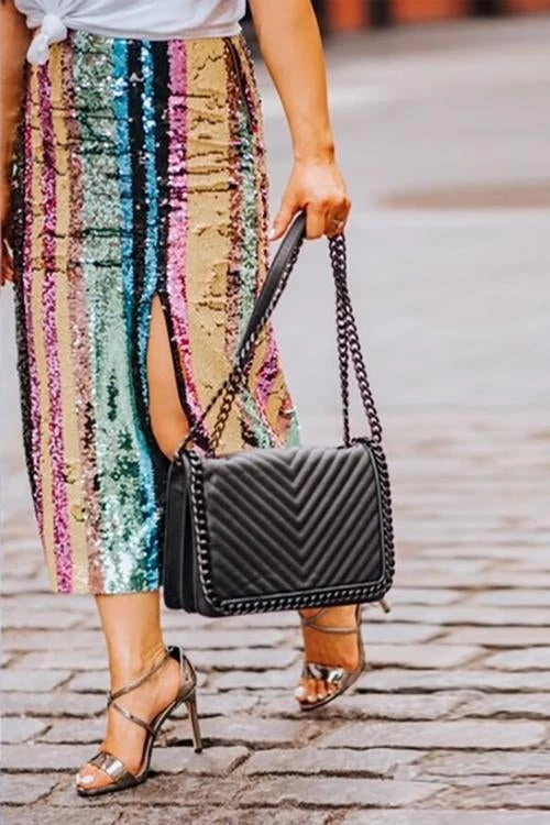 Levency Colorful Sequin Slit Skirts 8 Levency Colorful Sequin Slit Skirts