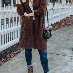 Levency Pocket Knitting Long Coat