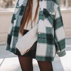 Levency Plaid Button Pockets Coat