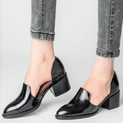 Levency Side Cut Chunky Heel Pumps