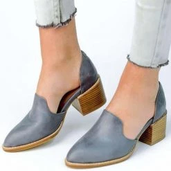 Levency Side Cut Chunky Heel Pumps