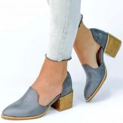Levency Side Cut Chunky Heel Pumps